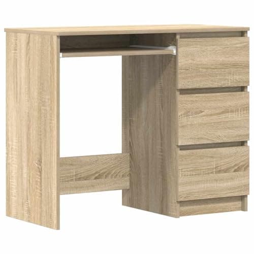 Image of vidaXL Compact Desk, Sonoma Oak, 90x45x76 cm, Engineered Wood, with Drawers, Scandinavian Style, Suitable for Small Spaces