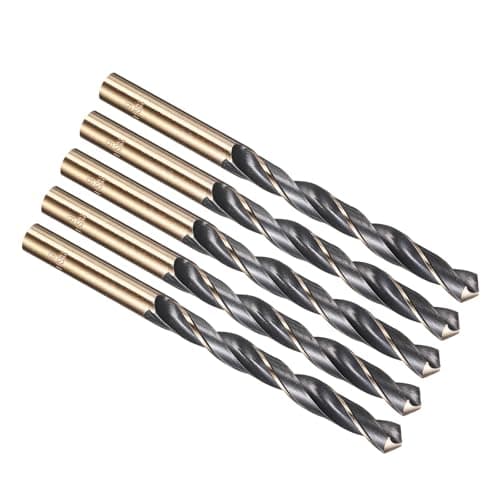 Image of PATIKIL 9mm Drill Bit, Jobber Straight Shank 4341 High-Speed Steel 118° Black and Gold Finish for Medium-hard Metal Steel Acrylic - 5 Pack