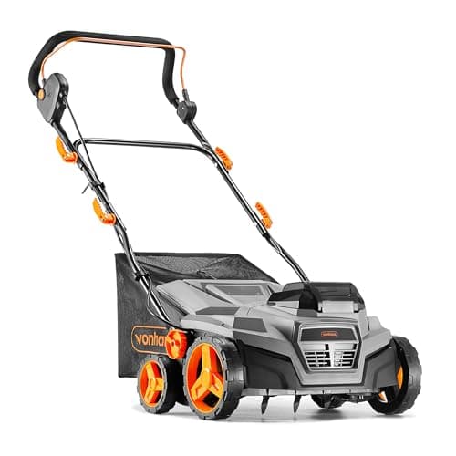 Image of VonHaus Lawn Scarifier/Aerator/Rake Cordless – for Dethatching/Raking Grass of Thatch, Moss, Dead Leaves & Aerates Soil – 40V Battery (2x 20V), Dual Charger, 45L Collection Box, 38cm Working Width