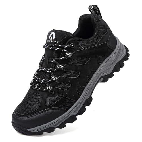 Image of Unitysow Hiking Boots Men’s Women’s Walking Shoes Trainers Low Rise Trekking Climbing Shoes Outdoor Backpacking Camping Sneaker,Black,6 UK