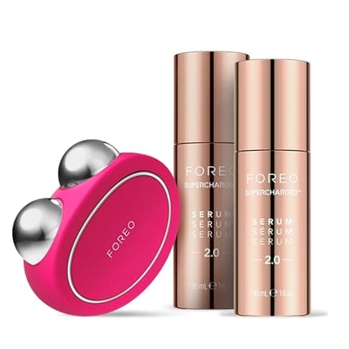 Image of FOREO Forever Firm Bear Bundle - Bear Microcurrent Face Lift Device - Face Massager Electric + 2 x Rejuvenating Conductive Serum 30 mL - Anti Aging Skincare Tools Set - Instant Face Lift - Fuchsia