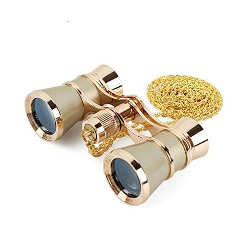 Image of Aomekie Theatre Opera Glasses Binoculars 3X25 with Chain for Concerts Horse Racing Classical (Gold)