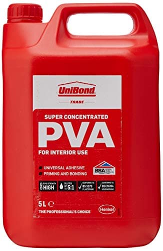 Image of UniBond Super PVA Adhesive, High-Strength PVA Glue for Glueing, Priming & Sealing, Ideal As Sealer, Primer & Wood Glue, All Purpose Glue for Interiors, 1 x 5 Litre