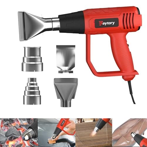Image of Heat Gun, AUTOFU 2000W Heavy Duty Hot Air Gun Kit 300℃ & 600℃ Dual Temperature Settings with 4 Attachments Nozzles, Overload Protection for Crafts, Shrink Wrapping/Tubing, Paint Removing, Epoxy Resin