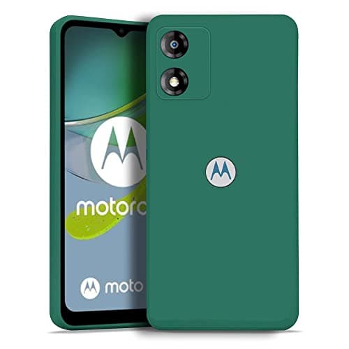 Image of KRUSKY Liquid Silicone Case for Motorola Moto E13, Soft Gel Rubber Anti-scratch Shockproof Slim Full Body Protection Phone Case Cover Compatible with Motorola Moto E13 (ForestGreen)