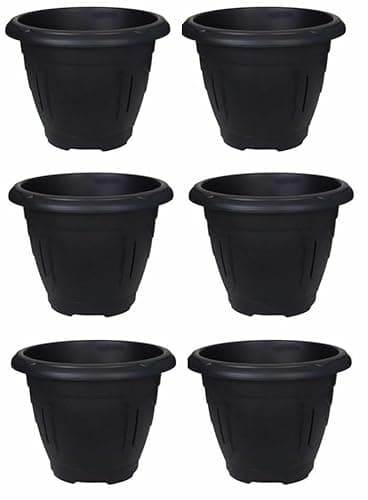 Image of Whitefurze Traditional Design Round Venetian Planter 24cm Black (Pack of 6)