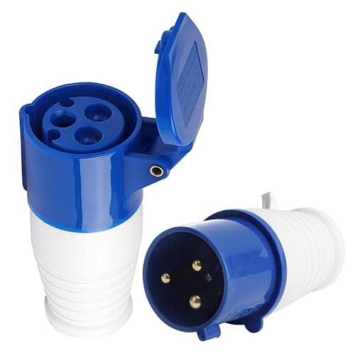 Image of 2PCS 32Amp Plug Socket, 32Amp Industrial Connector 1-Phase 3 Pin Plug Waterproof Explosion‑Proof IP44 32A 220-250V 2P+E Socket Connector with Male/Female Locking Mechanism for Construction Industry