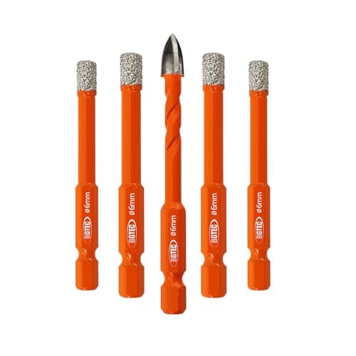 Image of BGTEC Dry Diamond Drill Bits Set - Tile Drill Bit 6/6/6/6mm with Quick Change Hex Shank and 6mm Carbide Drill for Granite Marble Porcelain Ceramic，5pcs