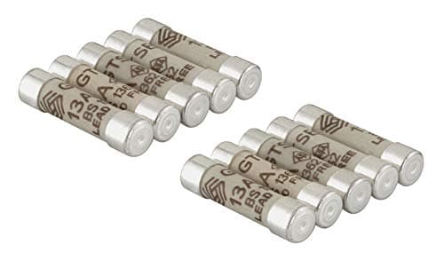 Image of GTSE 13A Electrical Fuses, Pack of 10 Household Domestic Mains Plug Ceramic Fuses, 240V, BS 1362 Compliant