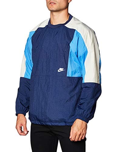 Image of Nike M Nsw JKT WVN Crew Cb Sweatshirt Long Sleeve - Midnight Navy/Pacific Blue/Light Bone/(White), Large