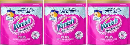 Image of Vanish Gold Oxi Action Plus, Super Concentrated Stain Remover & Laundry Booster Powder for Colours, 500g,½ the Dose, Removes Tough Stains 20°C in 30 Mins in Just One Wash (Pack of 3)