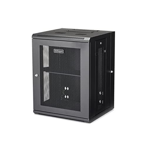 Image of StarTech.com 4-Post 15U Wall Mount Network Cabinet w/ 1U Shelf, 19" Wall-Mounted Server Rack Kit for IT / Data Computer Equipment, Ships Fully Assembled