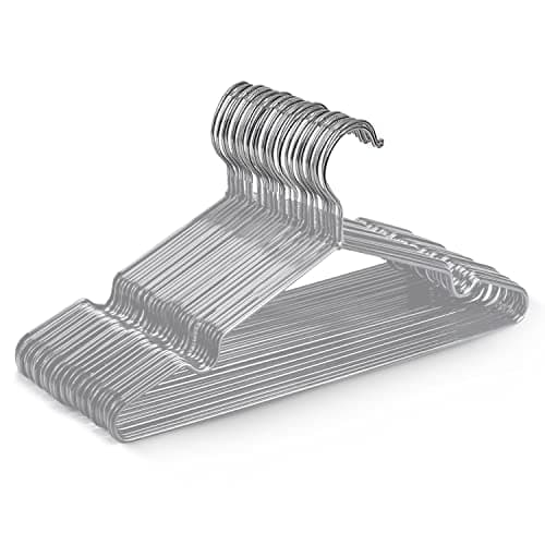 Image of KEPLIN 20x Premium Rubber Coated Metal Hangers - Heavy Duty - Space Saving Organiser Clothes Hangers For Wardrobes Coat Rack Rails (Grey)