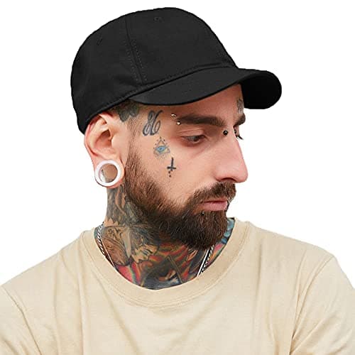 Image of Clape Short Bill Cotton Twill Baseball Cap Plain Sun Dad Cap Hiphop Snapback Cap Fashion Trucker Hat (RD02-Black)