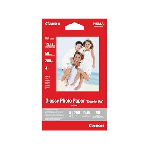 Image of Canon GP-501 Glossy Photo Paper 4x6/10x15cm (50 Sheets) - Ideal for Photo Printing, Durable Prints - Compatible with Canon Inkjet Printers