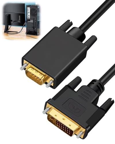 Image of Active DVI-D to VGA 1.8 Meter Cable, 1080P Gold-Plated Port Male to Male, Active DVI-D to VGA Cord Compatible with PC Laptop Monitor Projector Laptop, Desktop, Computer, Monitor