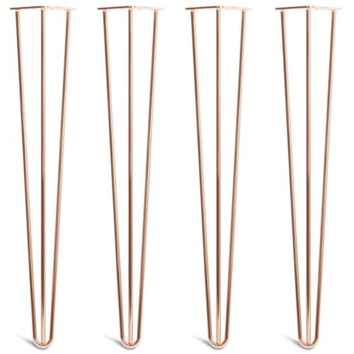 Image of [HLC] 4 x Hairpin Table Legs – Superior Double Weld Steel Construction With Screws, Build Guide & Protector Feet Worth £8 Included! – 10mm Steel [28"/71cm,Copper]