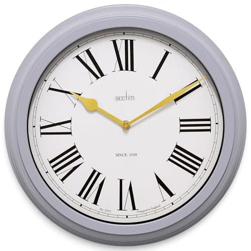 Image of Acctim Turin Wall Clock - Indoor/Outdoor - Mist Grey 35.5cm