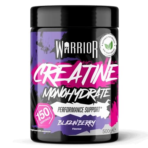 Image of Warrior Flavoured Creatine Monohydrate Powder 500g (150 Servings) – Creatine Powder Drink, Creatine for Performance, Strength & Recovery (Not Creatine Gummies or Tablets) – Blazin Berry