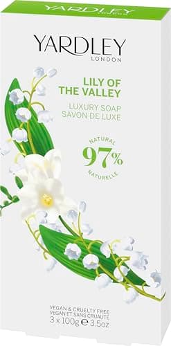 Image of Yardley London Lily of the Valley Soap, Moisturising Solid Soap Bar for Women, Finely Milled Soap Bar with Notes of Pear and Freesia 3x100g