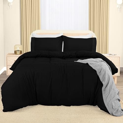 Image of Utopia Bedding Duvet Cover - King Size Duvet Cover Set with Embroidered Pillowcases - Soft Microfibre Polyester Bedding (Black)