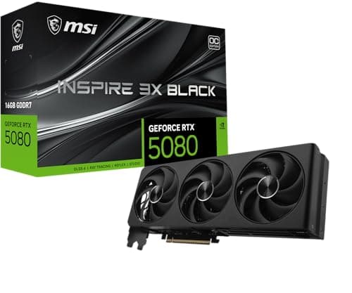 Image of msi Gaming RTX 5080 16G Inspire 3X OC Black Graphics Card (16GB GDDR7, 256-bit, Extreme Clock 2655 MHz, DisplayPort x 3 2.1a, HDMI 2.1b, NVIDIA Blackwell Architecture)