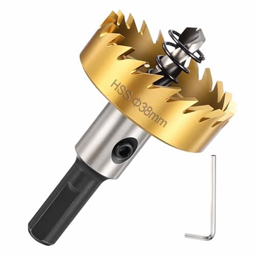 Image of DTGN 1-1/2" Hole Saw 4341 High Speed Steel - 38mm Hole Cutter - Good for Thin Metal/PVC/Acrylic/Plastic/Wood Board - Gold