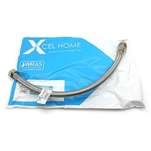 Image of Xcel Home 1 x WRAS Approved 400mm 15mm Compression with Isolation Valve x 1/2" Flexible Pipe Connector | Kitchen Sink/Bathroom Basin Stainless Steel Braided Flexi Connectors
