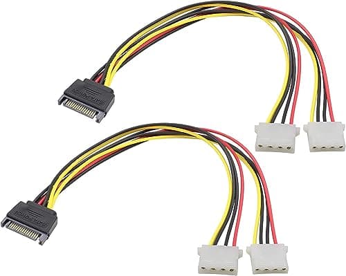 Image of zdyCGTime SATA 15 Pin to Double 4 Pin Molex One to Two Cable SATA Male to 2 Molex Female for 12V/5V IDE HDD DVD (30cm/2pcs)