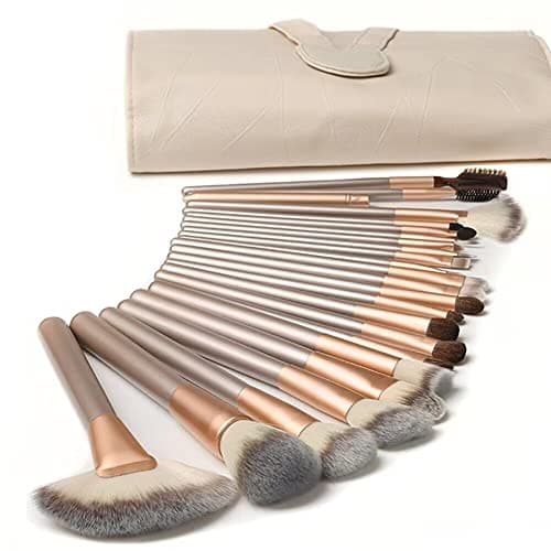 Image of Makeup Brushes Ammiy Makeup Brushes Sets Professional 18 Pcs Make up Brushes Premium Synthetic Foundation Brush Blending Face Powder Blush Eyeshadow Eyeliner Makeup Kit with PU Leather Bag