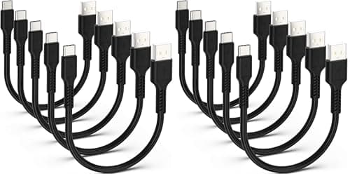 Image of ADILIFT USB C Cable Short [5Pack 20cm], 3A USB Type C Fast Charging Cable 0.2m USB A to USB C Charger Cable Data Sync for Samsung Galaxy S10 S9 S8, Huawei P20/Mate20, 6T & More - Black (Pack of 2)