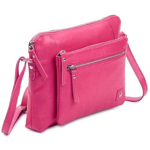 Image of Wise Owl Accessories Leather Crossbody Bags for Women Small Soft Genuine Pebbled Sling Shoulder Handbag Crossover Purse with Full Adjustable Strap (Hot Pink Soft Nappa)