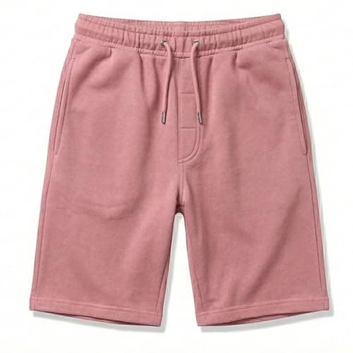 Image of Mens Fleece Shorts Elasticated Waist Cotton Jersey Gym Running Sports Lounge Shorts with Pockets Pink XL