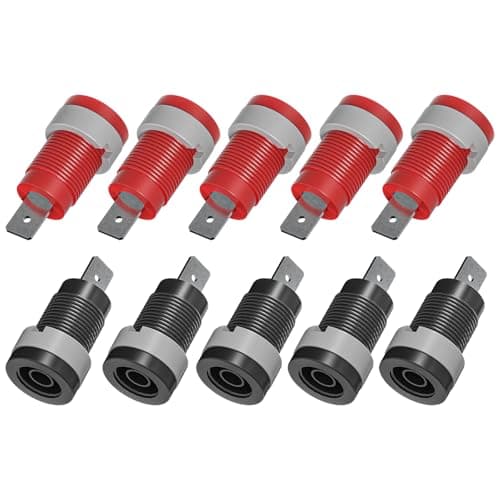 Image of Cleqee 10PCS 4mm Banana Female Jack Panel Mount Socket Binding Post Adapters Red&Black for 4mm Banana Plug Connectors