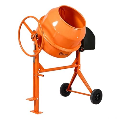 Image of INMOZATA 120L Heavy Duty Electric Cement Mixer,375W 230V/50Hz Portable Mixing Equipment,Concrete Mortar Blender with Wheels, Stand and Foot Pedal,Vibrant Orange Ideal for Construction Projects&DIY Use