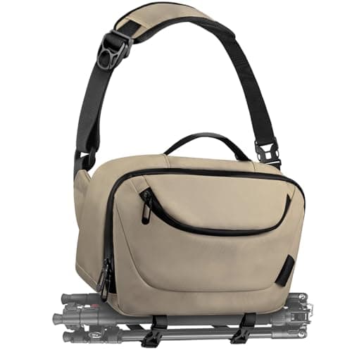 Image of TAAOKA Camera Sling Bag,Waterproof Camera Case with Tripod Holder,DSLR/SLR/Mirrorless Camera Bags Crossbody for Photographers (Coffee)