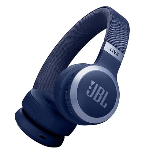 Image of JBL Live 670NC Wireless On-Ear Headphones with Noise Cancelling Technology and up to 65 hours Battery Life, in Blue