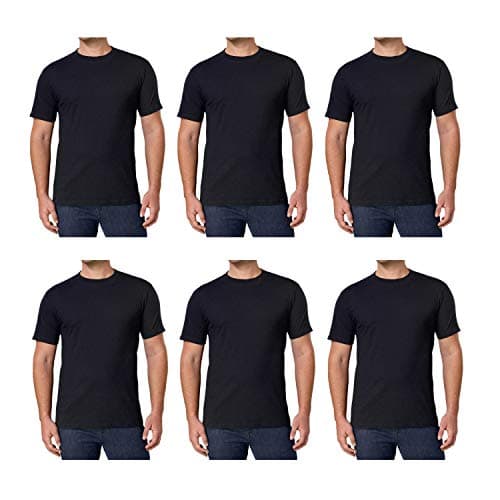 Image of Kirkland Signature Men's Crew Neck Tee 100% Combed Heavyweight Cotton T-Shirts (Pack of 6), Black, 3XL