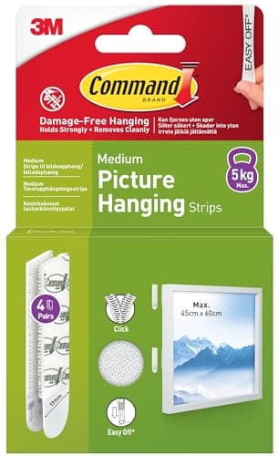 Image of Command Picture and Frame Hanging Strips, Medium - 4 Pairs (8 Strips) - White, Adhesive Strips - Damage Free Hanging - for Pictures, Frames, Mirrors, Wall décor and Signs