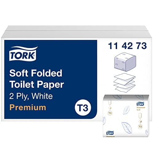 Image of Tork 114273 Soft Folded Toilet Paper Premium T3 / Soft 3-Ply Toilet Tissue Suitable for Tork T3 Folded Toilet System / 30 x Packs of 252 Sheets