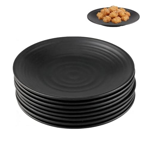 Image of WakiHong 8 Pack Matte Appetizer Plates Square Dinner Set 15 * 15 * 1.8 cm Plate Dessert Plates Small Plate,for Buffets, Desserts,Appetizers & Entrées,Black
