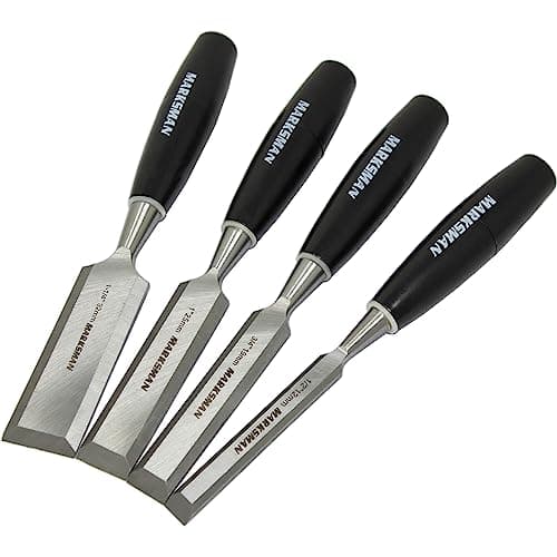 Image of Set of 4 Wood Chisel Set - Multi Purpose Hand Tool | Handle DIY Workshop Carving Carpenter Joiners Chisels Strong Durable | 4 Sizes 12Mm, 19Mm, 25Mm 32Mm