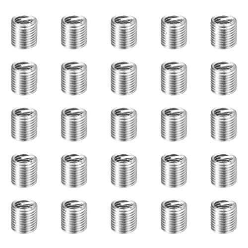 Image of sourcing map 50pcs Wire Thread Repair Inserts M6 x 1 x 2D (12mm) Metric 304H Stainless Steel Helical Coiled Wire Screw Threaded Sleeve Sheath for Automotive Repairs