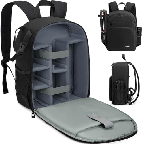 Image of IPEB Camera Backpack Bag with Tripod Holder Water Resistant Camera Cases Photography Backpack Anti-Theft for DSLR Camera