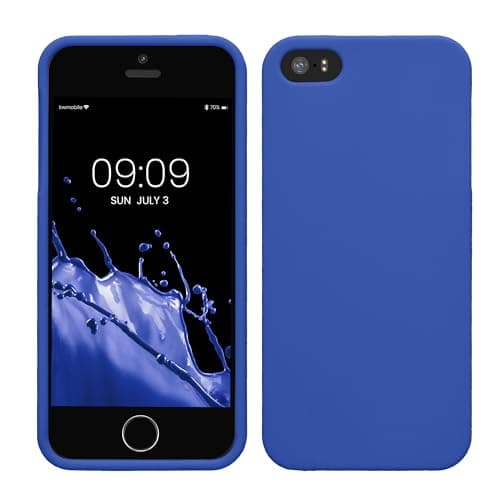 Image of kwmobile Case for Apple iPhone SE (1.Gen 2016) / iPhone 5 / iPhone 5S Case - Soft Cover - Shockproof TPU Material - Wireless Charging - Baltic Blue