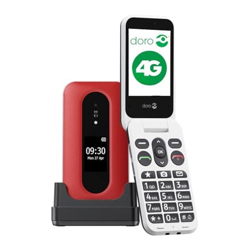 Image of Doro Leva L30 Unlocked Mobile Phone for Seniors – External Display for Call Identification – Powerful HD Sound – Camera – Assistance Button with GPS – Flip Phone Without Internet (Red)