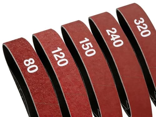 Image of GZKTY 25Pcs Sanding Belts 50 x 686 mm, 80/120/150/240/400 Mixed Grit Sanding Belt Set for Belt Sander Wood Metal Sanding