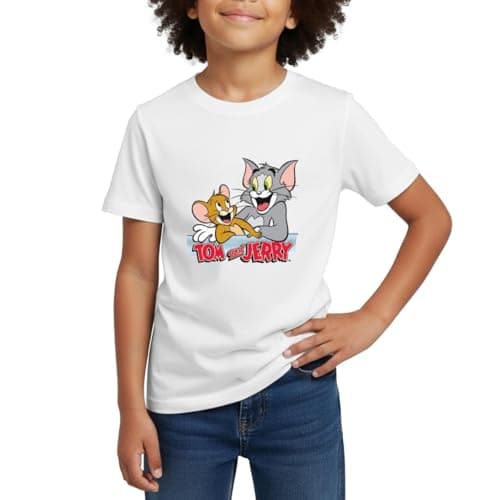 Image of Spreadshirt Tom and Jerry Happy Friends Teenage T-Shirt, 134/146 (9-11 Years), White