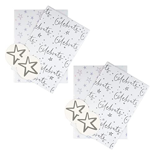 Image of Hallmark Celebration Wrapping Paper and Gift Tag Pack Bundle - 4 Sheets and 4 Tags in 2 Designs