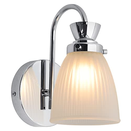 Image of Modern 1 Light Bathroom Wall Light Chrome IP44 Frosted Glass Lamp Shade H3082 with G9 LED 5w Warm White